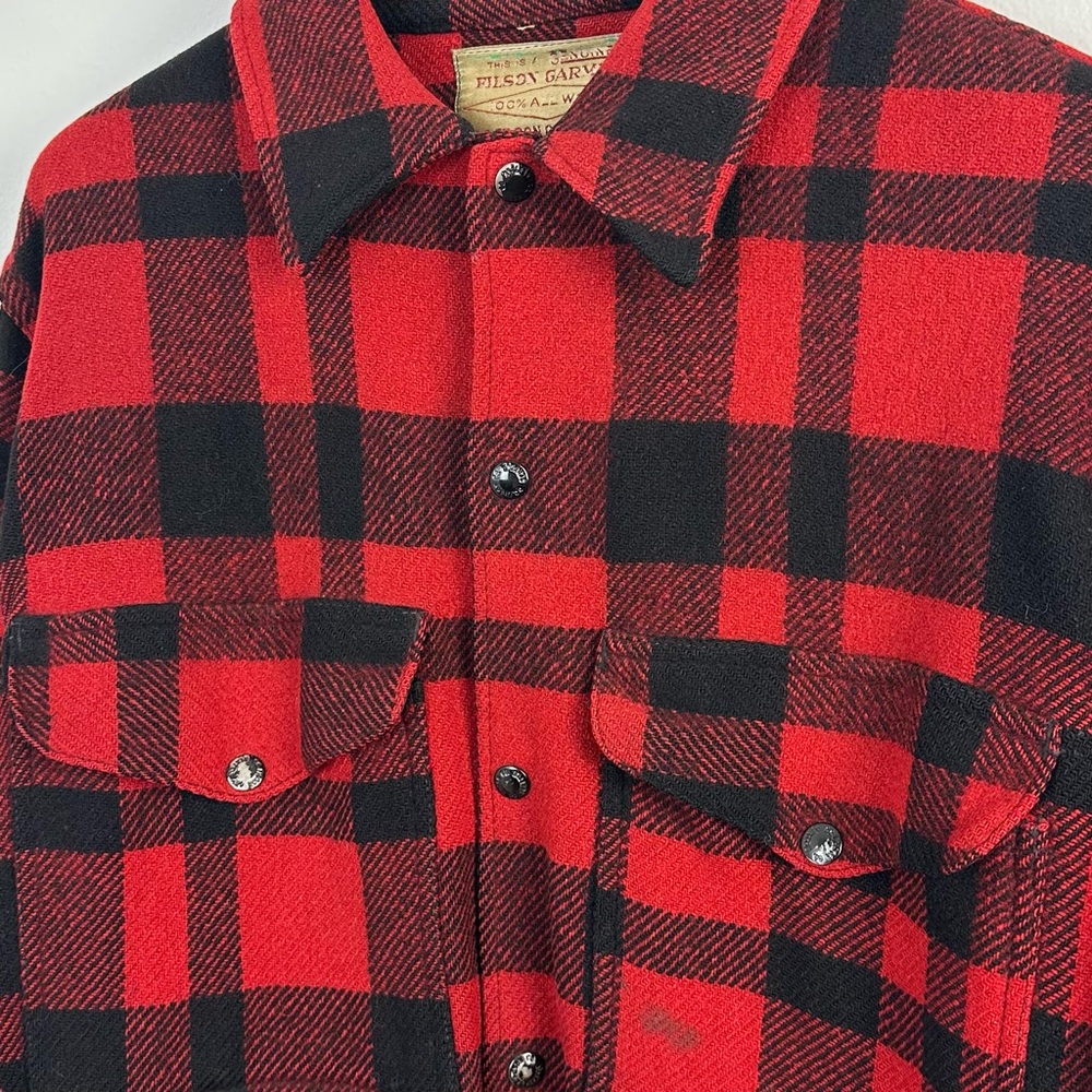 Vintage 1960s Filson Mackinaw Cruiser Wool Jacket Buffalo Plaid XL